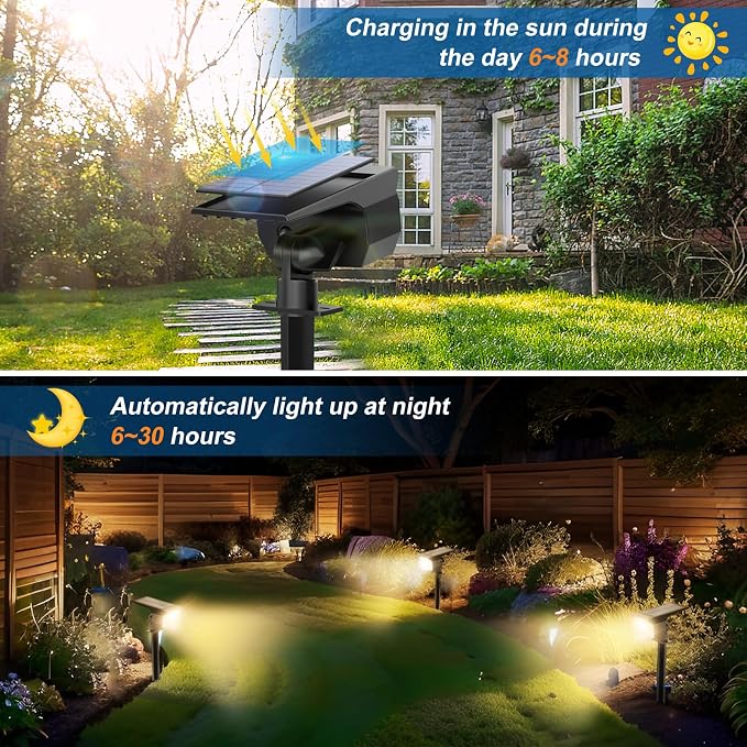 Solar Spot Lights Outdoor Waterproof IP65, 6 Pack Landscape Spotlights - Image 2