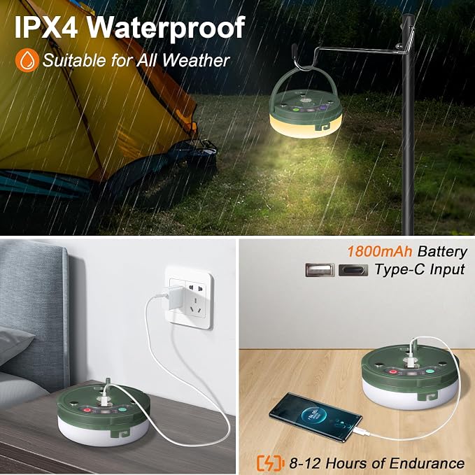 HELESIN Camping Light USB Rechargeable Waterproof Portable Stowable String Light - Image 6