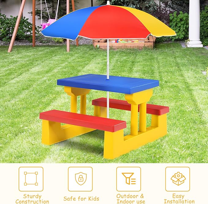 ARMILE Kids Picnic Table, Kids Indoor & Outdoor Table and Bench Set - Image 7