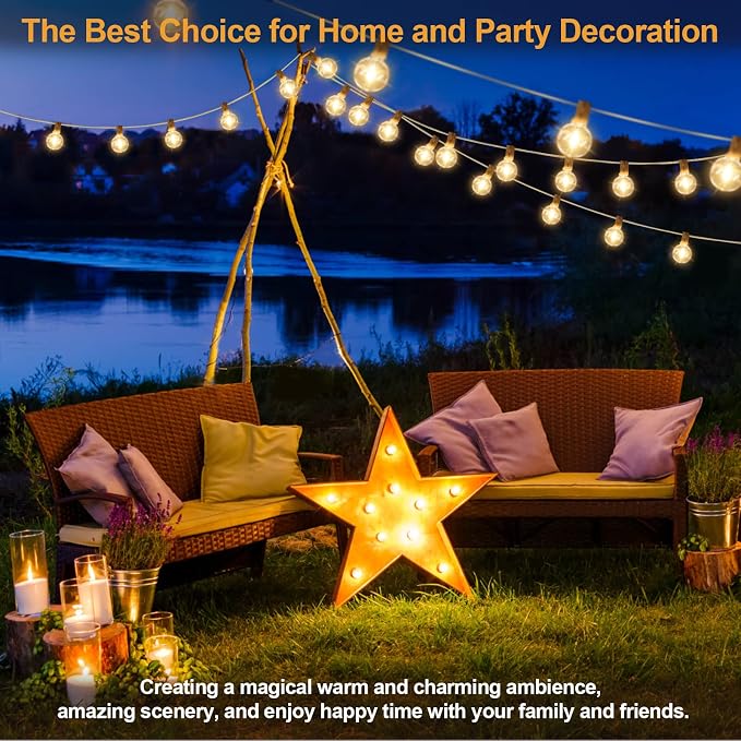 Mlambert 50Ft Outdoor String Lights, G40 Globe Patio Lights - Image 5