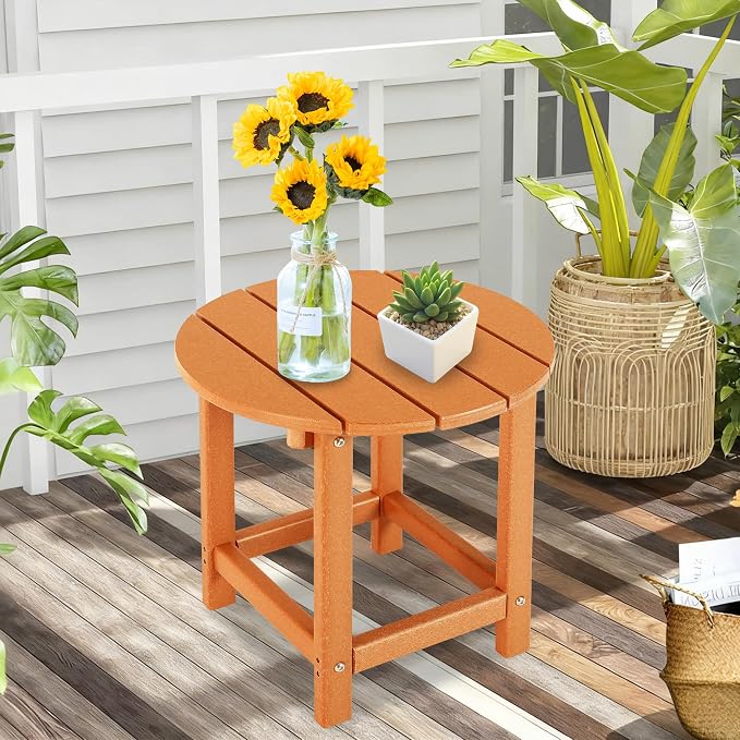 LZRS Round Adirondack Patio Side Table End Table, Outdoor Side Tables - Image 7