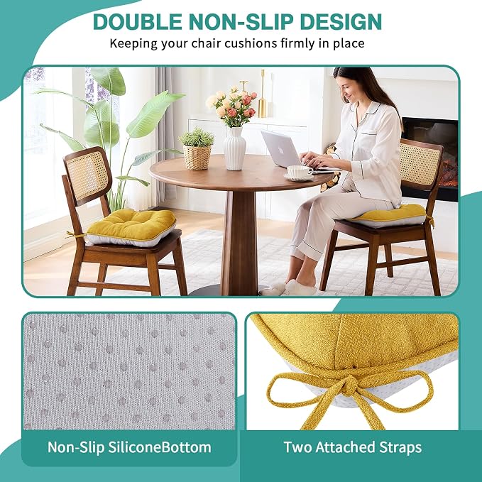 BETU Chair Cushions for Dining Chairs Set of 4, 3.5" Thick Kitchen Table Chair - Image 2