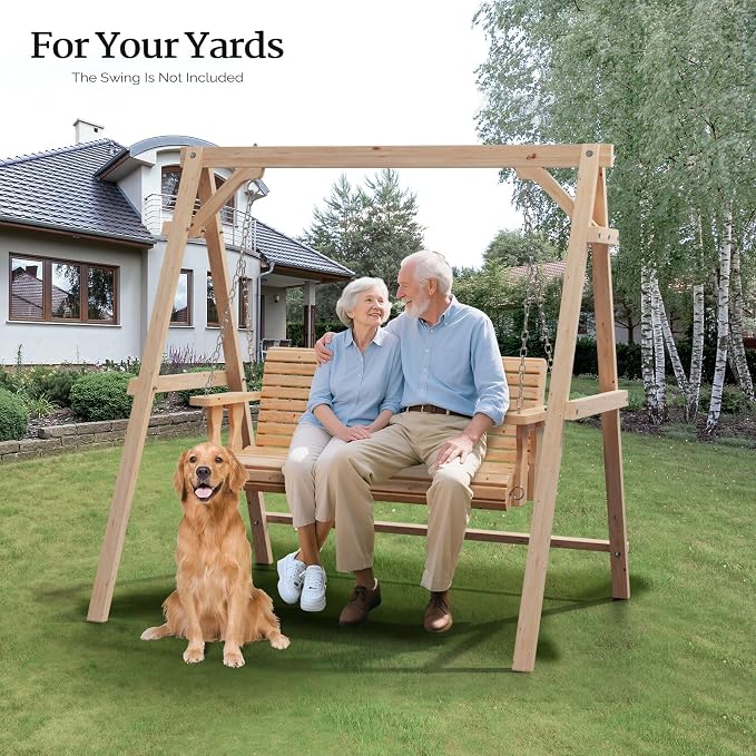 VINGLI 4FT Porch Swing Frame, 660 LBS Capacity Wooden A-Frame Swing Stand - Image 8
