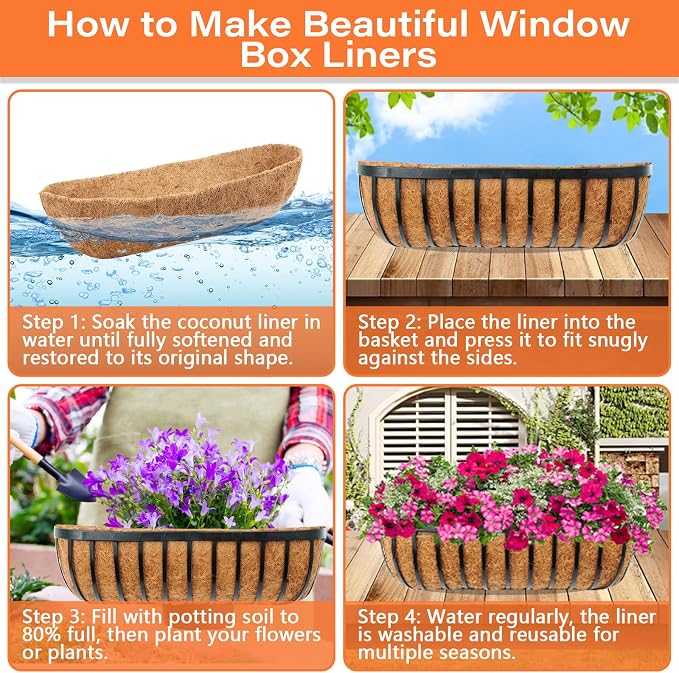 Legigo 2PCS 36 Inch Natural Trough Coco Coir Liners Planters Replacement - Image 4