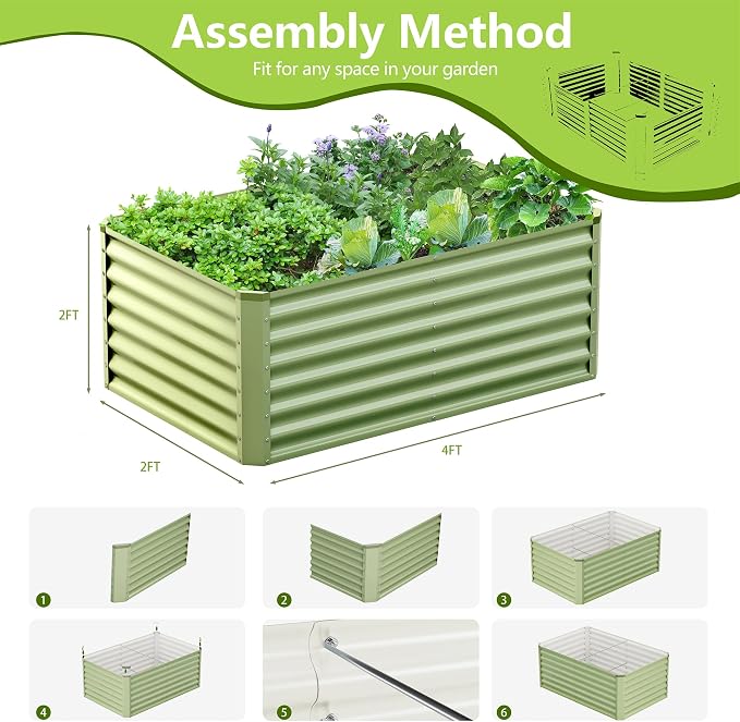 4x2x2FT Galvanized Raised Garden Bed, Galvanized Planter Boxes Outdoor - Image 4