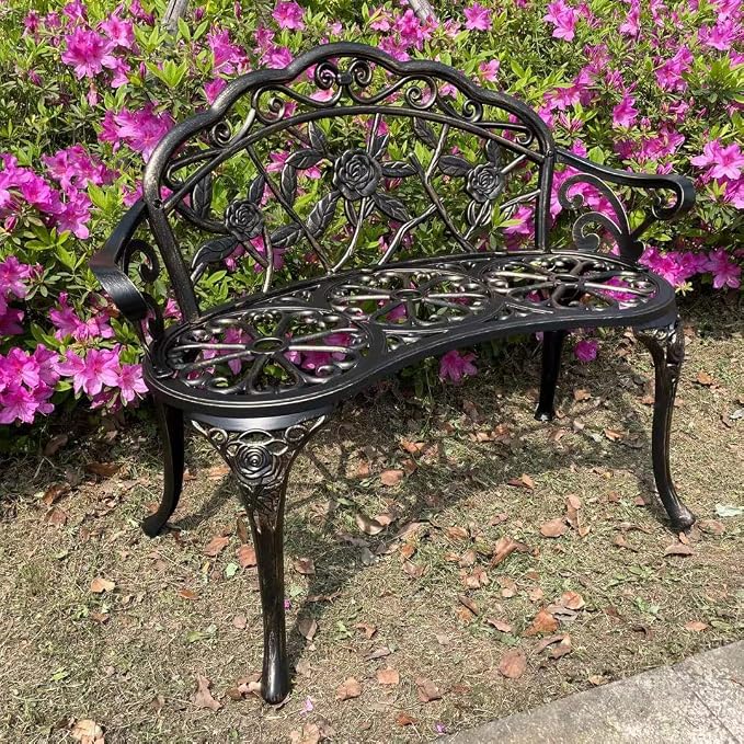 Mandolin Outdoor Park Garden Chair, All Chair Anti Rust Cast Aluminum Patio - Image 4