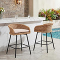 25" Outdoor Counter Height Bar Stools Set of 2, Modern Patio Wicker Bar Chairs by DAYALANE