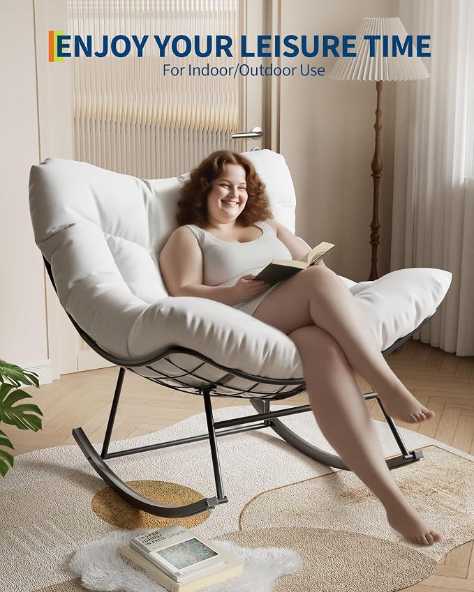 GarveeLife Outdoor Papasan Rocking Chair, Oversized Rocking Chair - Image 6