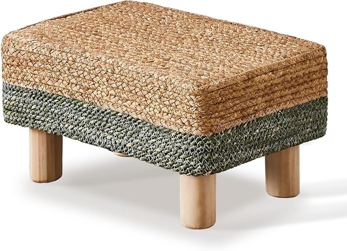 Wimarsbon Natural Seagrass Footstool Ottoman Rectangular Footrest Pouf Ottomans by Wimarsbon