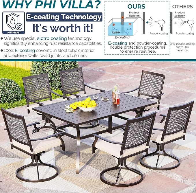 PHI VILLA 7 Pieces Outdoor Dining Set - Image 7