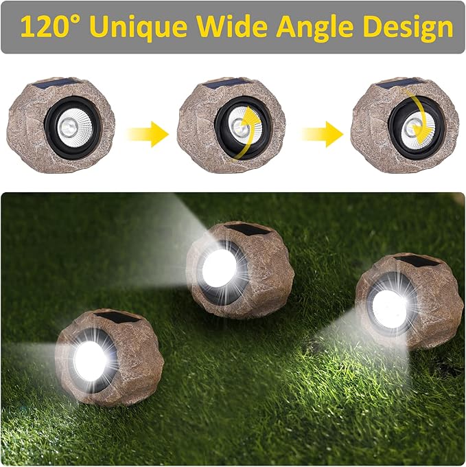 2 Pack Solar Rock Lights Outdoor, Angle Adjustable Solar Lights Outdoor - Image 7
