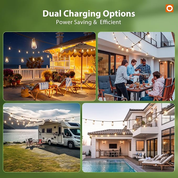 addlon 198FT Solar String Lights Outdoor Waterproof, 60+4 LED Bulbs, - Image 9