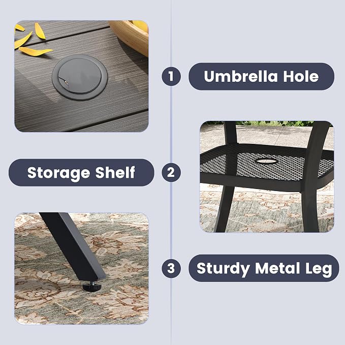 VICLLAX Outdoor Patio Dining Table - Image 5