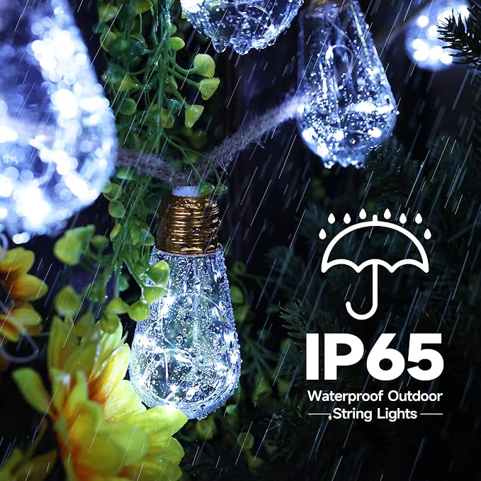 Solar Outdoor String Lights, 2 Pack 20Ft Vintage Rope Hemp Solar Patio Lights - Image 5