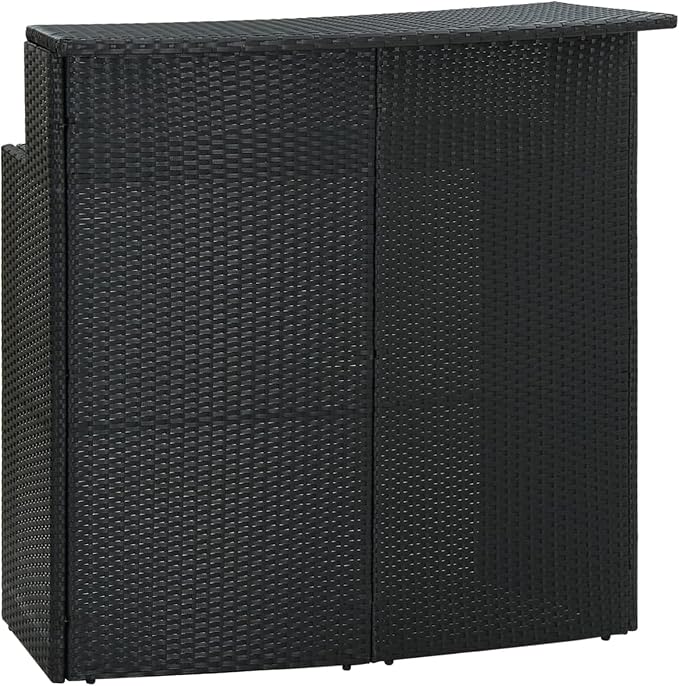 Festnight Garden Bar Table Black Rattan 47.2"x21.7"x43.3" Poly by Festnight