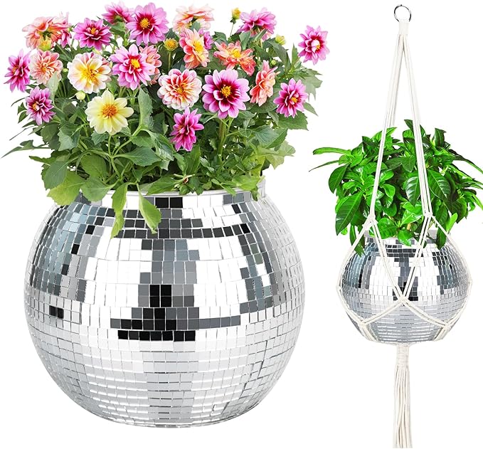 Disco Ball Planter, Disco Ball Plant Hanger by FGBNM
