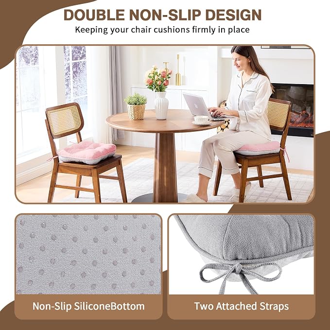 BETU Chair Cushions for Dining Chairs Set of 2, 3.5" Thick Kitchen Table Chair - Image 4