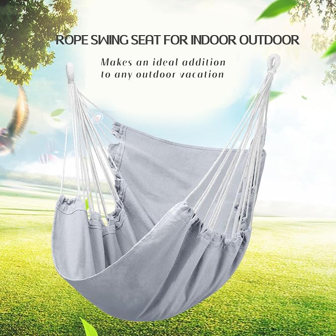 Hommtina Hammock Chair Hanging Rope Swing, Max 300 Lbs Hanging Chair - Image 3