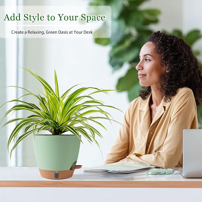 Self Watering Pots for Inoor Ourdoor Plants 10/9/8/7/6.5 Inch Plastic Planters - Image 4