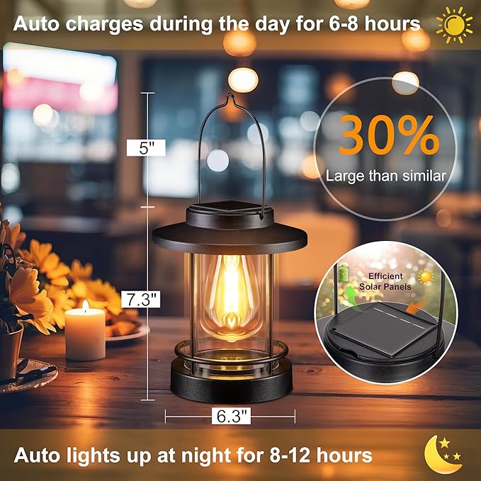 Hanging Solar Lanterns Outdoor Waterproof – 2 Pack Decorative Solar Lights - Image 2