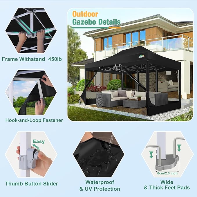 COBIZI 10x15 Canopy Tent, Heavy Duty Pop up Canopy - Image 2