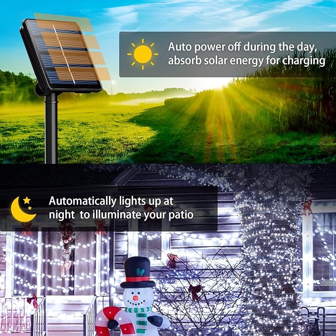 4 Pack Solar String Lights Outdoor, 400 LED Extra-Long 156Ft Solar Lights - Image 3