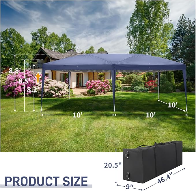 Outvita 10x20ft Ez Pop Up Outdoor Canopy Tent, Portable Commercial Instant Tent - Image 2