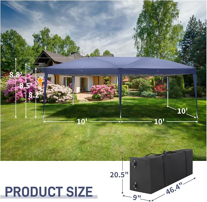Outvita 10x20ft Pop Up Canopy Tent, Outdoor Instant Shelter Folding Canopy - Image 2