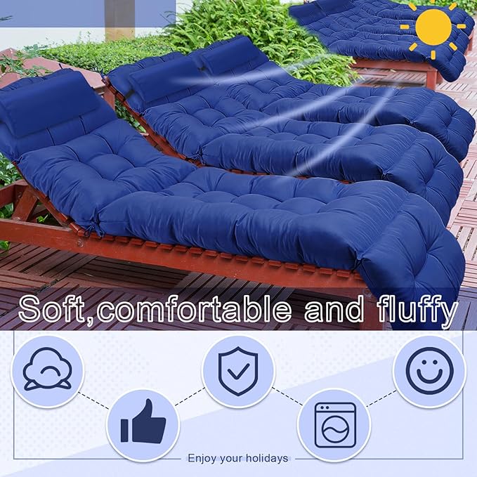 4 Pieces Outdoor Chaise Lounge Cushions - Image 5