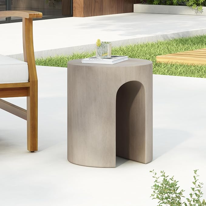 Christopher Knight Home Outdoor Round Side Table, U-Shaped Patio Garden Stool - Image 4