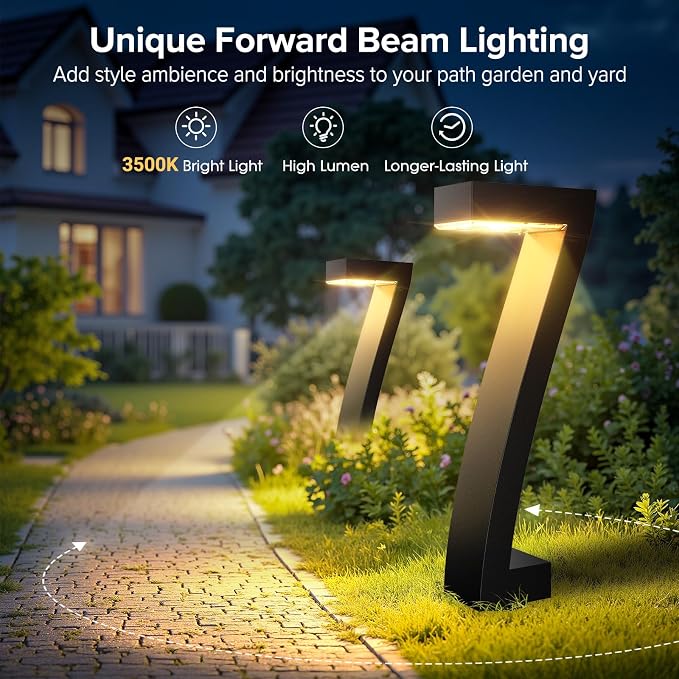 WdtPro Solar Lights Outdoor Pathway Lights, 2 Pack Upgraded Bright LED Outdoor - Image 4