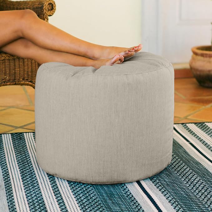 Jaxx Spring Indoor/Outdoor Bean Bag Pouf Ottoman, Sunbrella Flax - Image 5