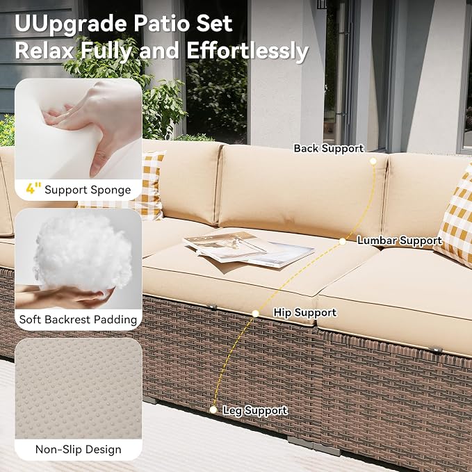Aoxun Patio Furniture Set, 11 Piece Outdoor Sectional Sofas - Image 2
