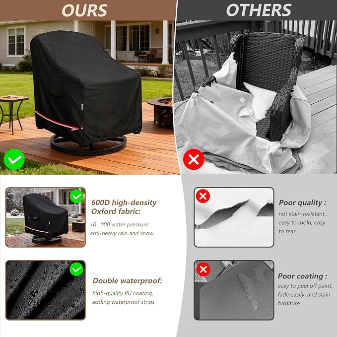 Patio Chair Covers for Outdoor Furniture Waterproof 2 Pack, Heavy Duty - Image 6