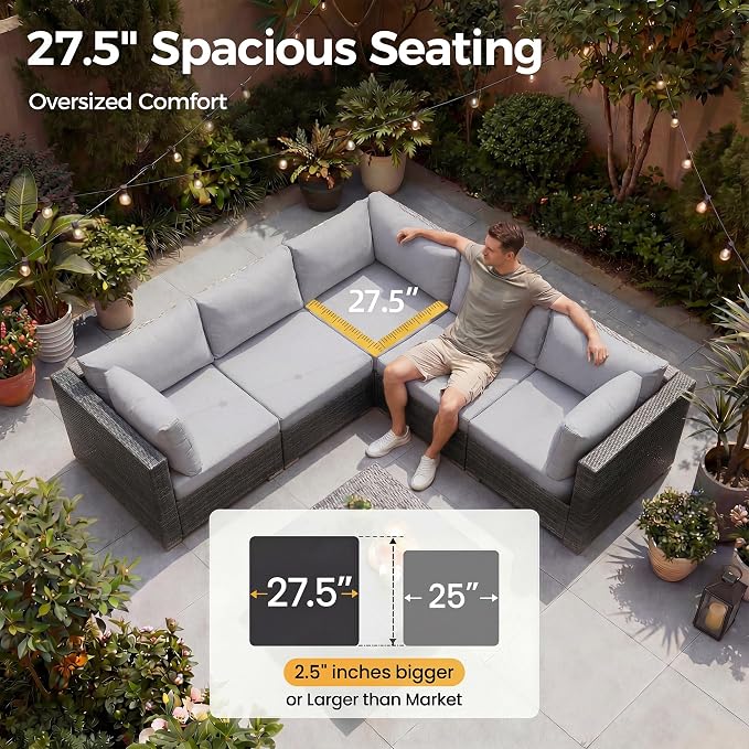 NICESOUL 29.3'' High Back Outdoor Patio Furniture Set - Image 6
