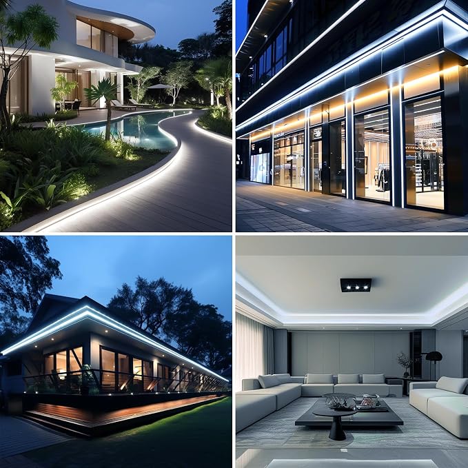 AC 110V COB LED Strip Lights Outdoor Waterproof 65.6ft, 6000K Cool White Super - Image 5