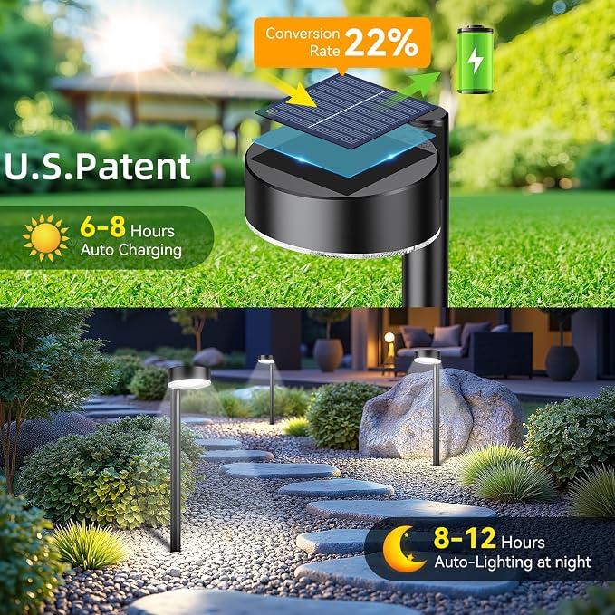 2 Pack Solar Pathway Lights Outdoor, 12 Brighter LED Solar Lights Outdoor - Image 3