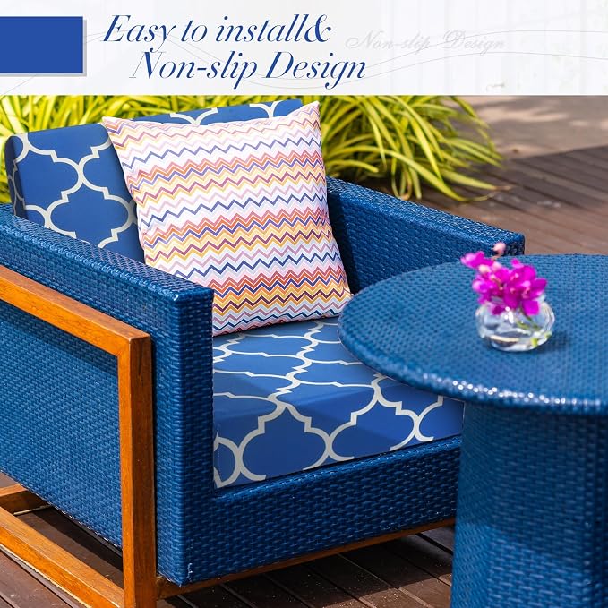 Newwiee 8 Pcs Stretch Patio Outdoor Cushion Covers Waterproof Replacement Sofa - Image 2