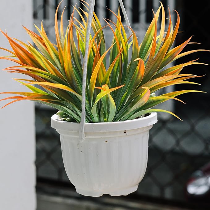 16Pcs Artificial Grass Fake Plants 17.3in Outdoor Plastic Plants UV Resistant - Image 3