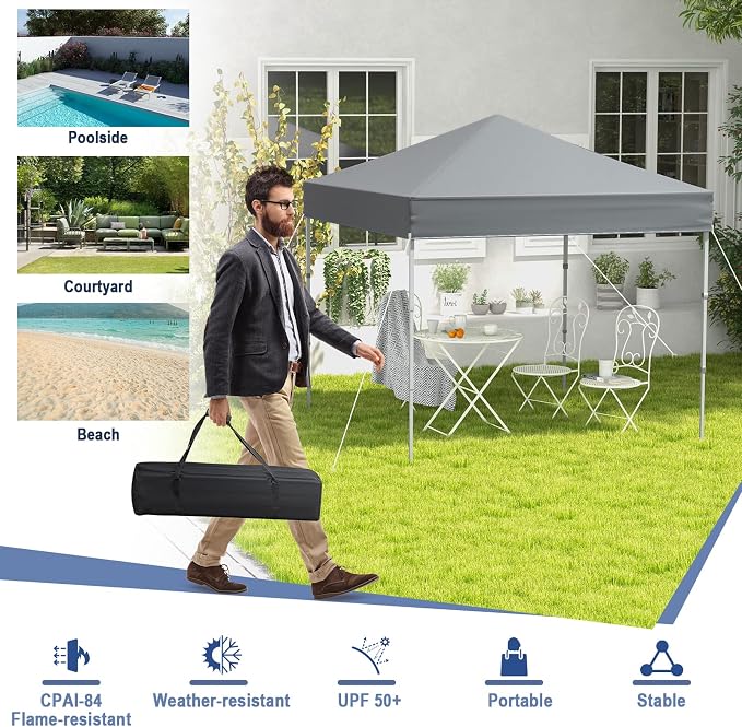 Tangkula 6.6x6.6 Ft Pop Up Canopy, 1 Person Instant Setup Canopy Tent - Image 6