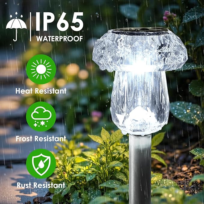 Mancra Solar Pathway Lights Outdoor, 8 Pack Mushroom Solar Lights Outdoor - Image 2