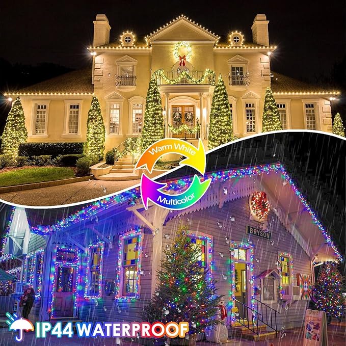 Warm White to Multicolor Color Changing 200 LED 66FT Connectable Christmas - Image 6