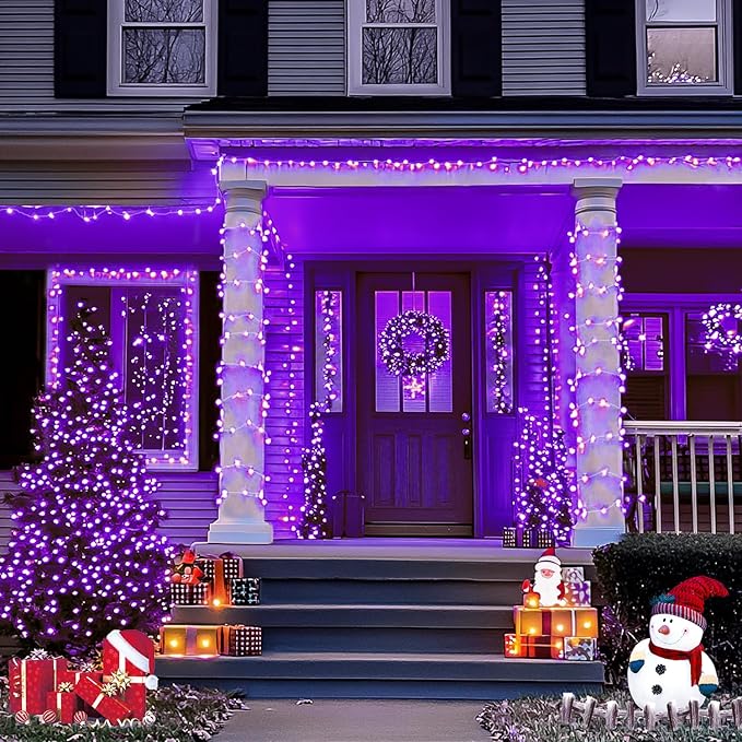 JMEXSUSS 4 Pack Purple Solar String Lights Outdoor Waterproof, 100 LED 33ft - Image 2