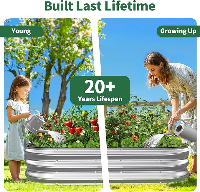 Kesfitt Raised Garden Bed, Oval Open-Bottom Design, 12-Inch Deep - Image 9