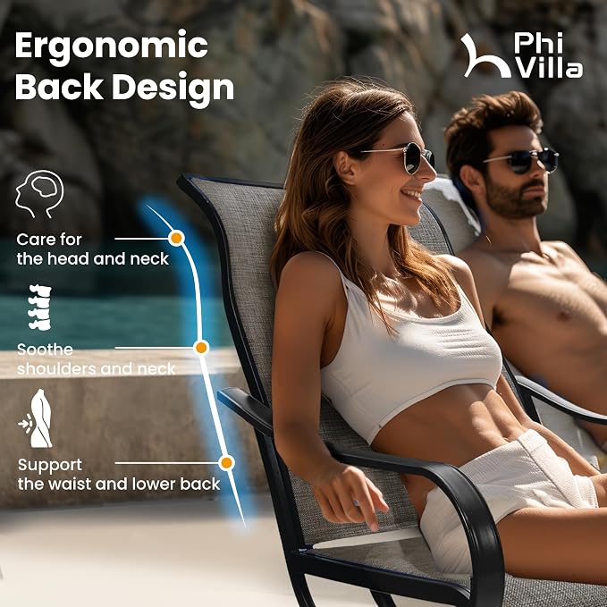 PHI VILLA Patio Swivel Dining Chairs Set of 8, Outdoor Metal Chair - Image 6