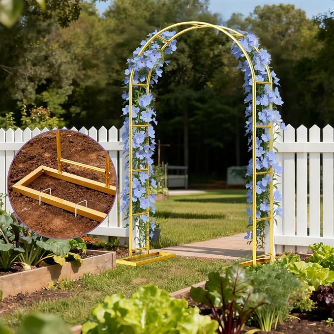 Metal Garden Arch Trellis Arbor Set of 2, 7.2FT+6.6FT Wedding Arch Stand - Image 7