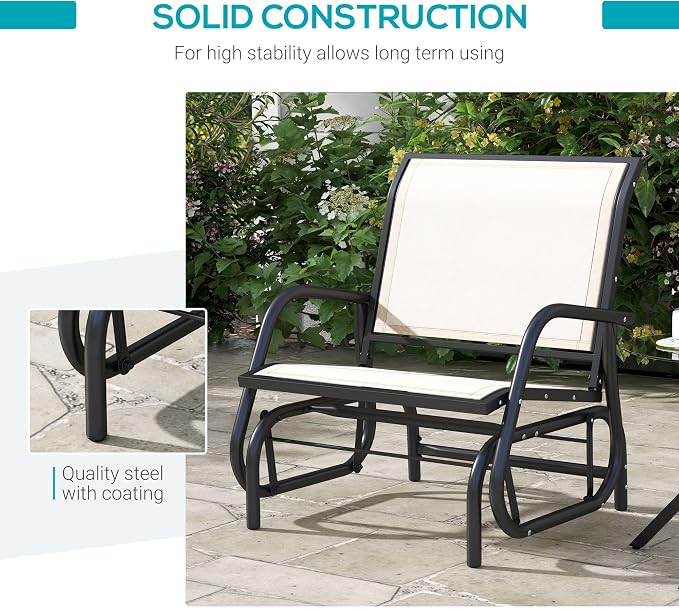 Outsunny Porch Glider, Metal Frame Swing Glider Chair - Image 6