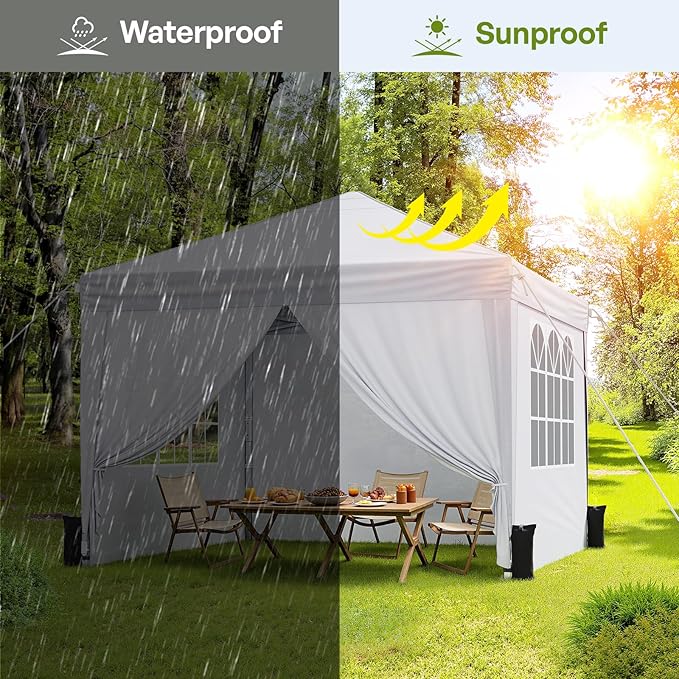 10x10 Pop Up Canopy with Sidewalls, Instant Portable Canopy Tent with Carry Bag - Image 5