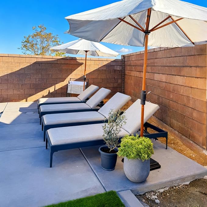 PURPLE LEAF Outdoor Chaise Lounge Set of 4 Aluminum Adjustable Patio Lounger - Image 2