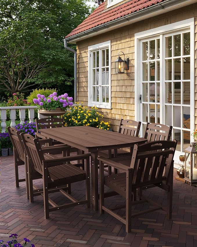 Outdoor Rectangle Dining Table, Heavy-Duty HDPE Table - Image 6